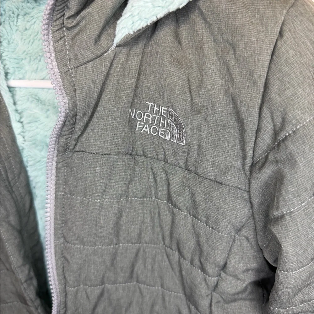 The North Face Girls Gray and Blue Hooded Jacket Size 10/12